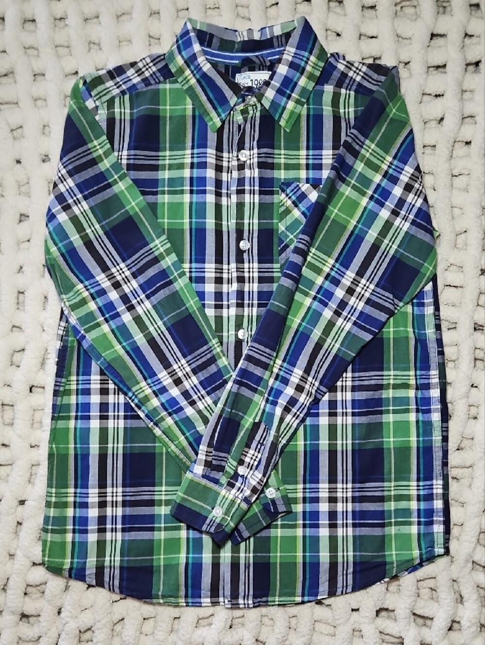 Boys Big Kids Red Thermal Top & Green Blue Plaid Button-Down Shirt Lot L/XL - Picture 8 of 9